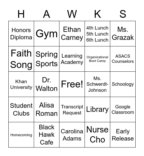 Newbie Snacks & Luncheon Bingo Card