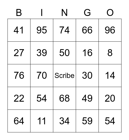 Scriberia XMas Bingo Card