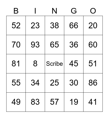 Scriberia XMas Bingo Card