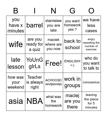 Kordian bingo Card