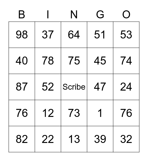 Scriberia XMas Bingo Card