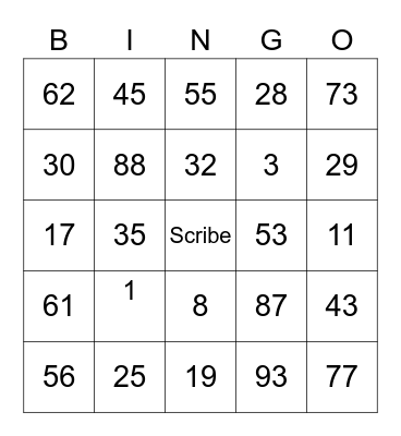 Scriberia XMas Bingo Card