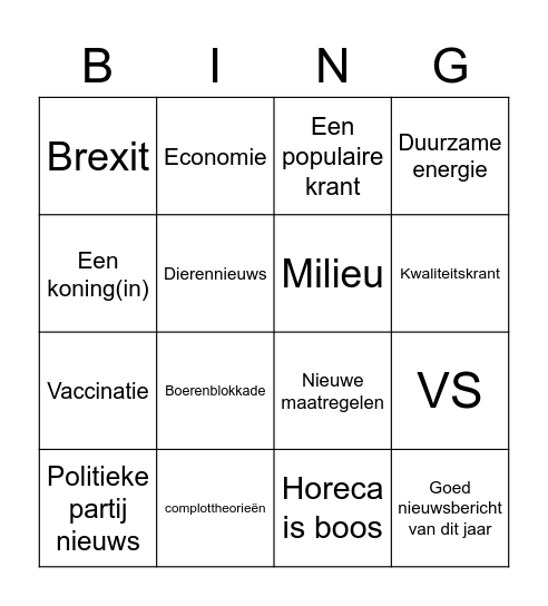 Burgerschapsbingo - maak een screenshot Bingo Card