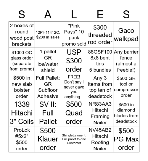 PrimeSource BINGO ! Bingo Card