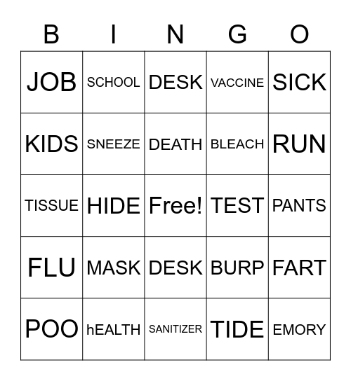 COVID Bingo Card