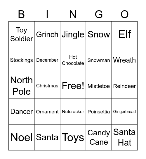 ESS Christmas Bingo Card