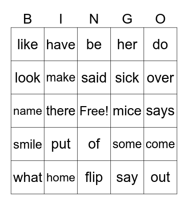 Mastery Sight Words 4 Bingo Card