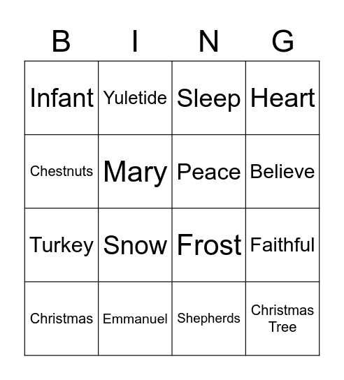 IG Christmas Bingo Card