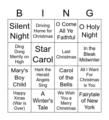 Palace Bingo Xmas Bingo Card