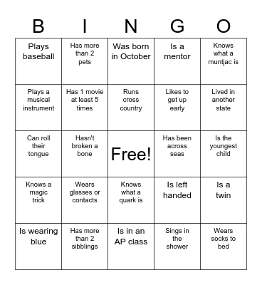 Find someone who... Bingo Card