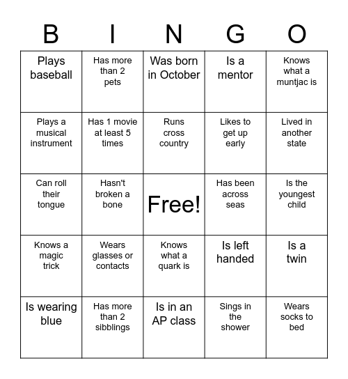 Find someone who... Bingo Card