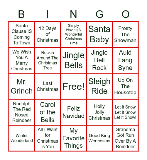 Kesar's Holiday Bingo Card
