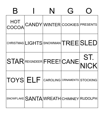 CHRISTMAS Bingo Card