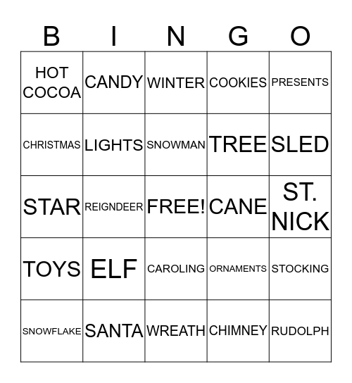 CHRISTMAS Bingo Card