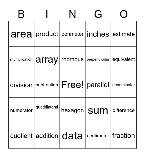 Lingo Bingo Card