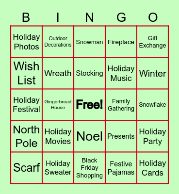 Holiday Bingo Card