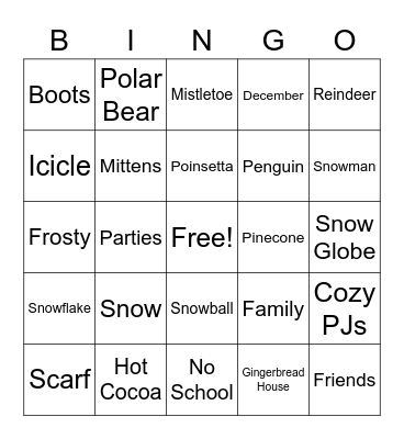 Winter Bingo Card