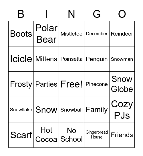 Winter Bingo Card