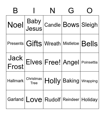 Kim's Christmas Bingo Card