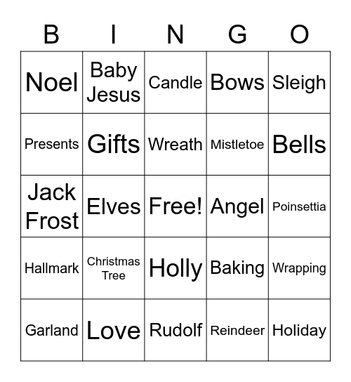 Kim's Christmas Bingo Card