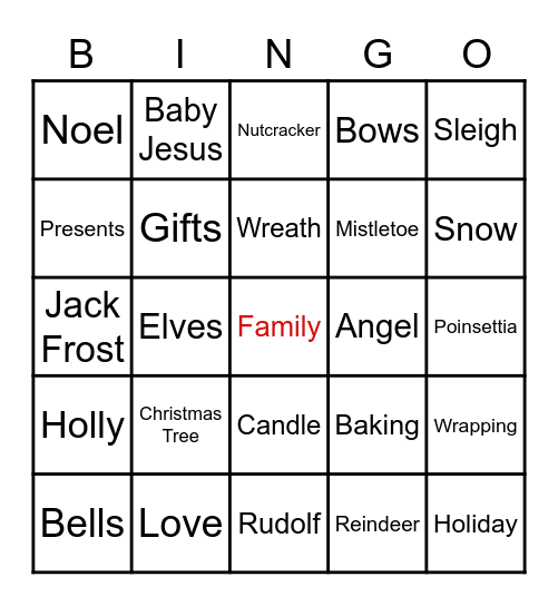 Kim's Christmas Bingo Card