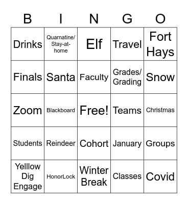 2020 TILT Virtual Holiday Party Bingo Card