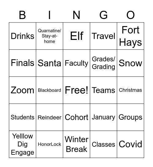 2020 TILT Virtual Holiday Party Bingo Card