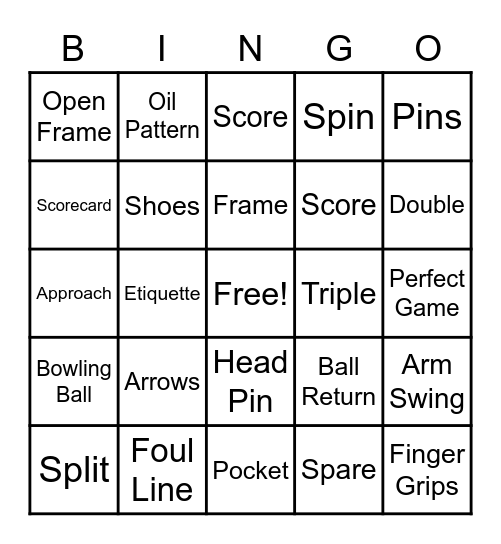 Bowling Bingo Card