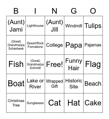 Family Slide Show Bingo! Bingo Card