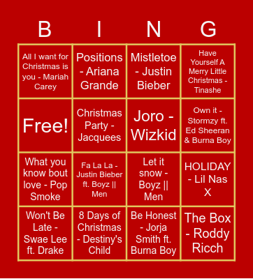 FunX XMAS Bingo Card