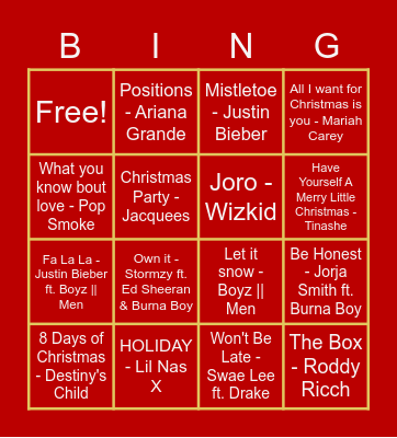 FunX XMAS Bingo Card