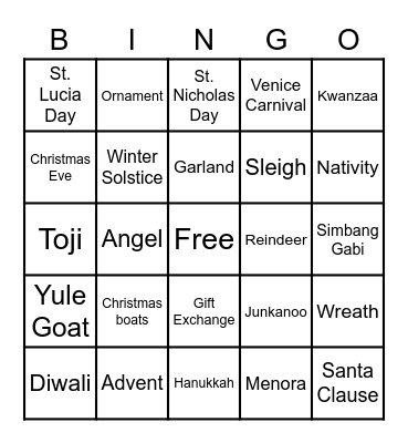 Holiday BINGO Card