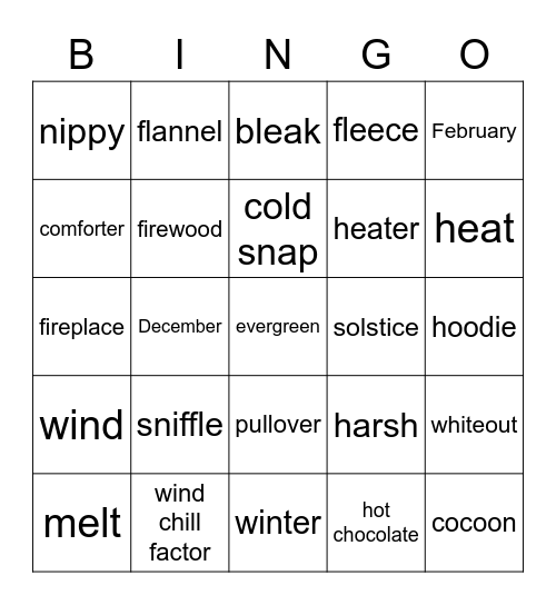 Winter Bingo Card