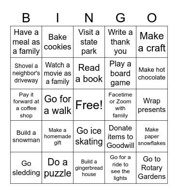 Winter Bingo Card