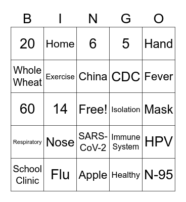 COVID-19 BINGO Card