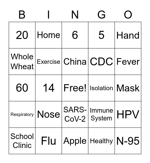 COVID-19 BINGO Card