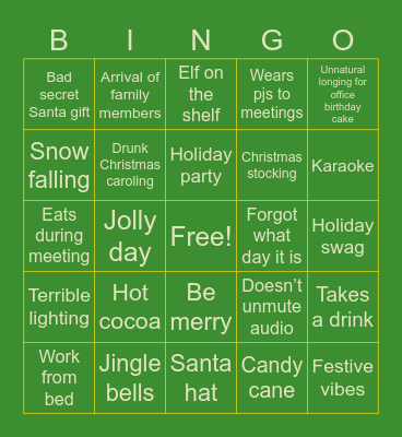 XD HOLIDAY BINGO Card