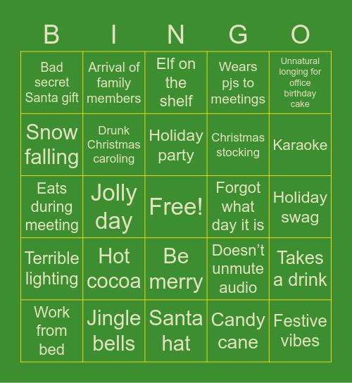 XD HOLIDAY BINGO Card