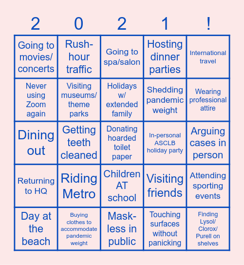 Looking Forward to Bingo Card