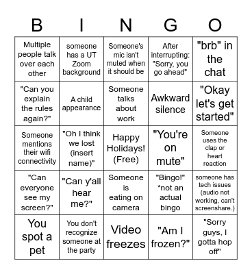TIEMH Holiday Party Bingo Card