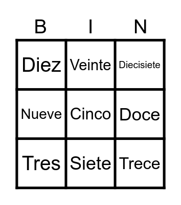 LOS NÚMEROS Bingo Card