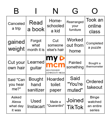 MCM Quarantine Bingo Card