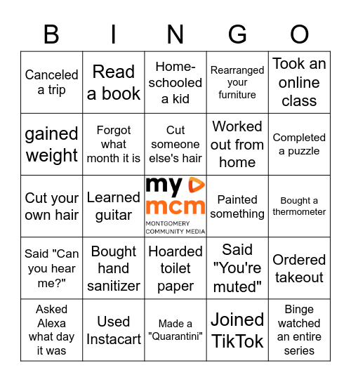 MCM Quarantine Bingo Card