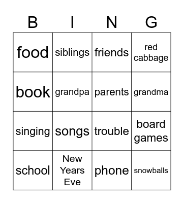 11 EN-2 Christmas Bingo Card