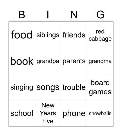 11 EN-2 Christmas Bingo Card