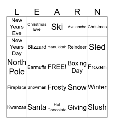 Holiday Bingo Card