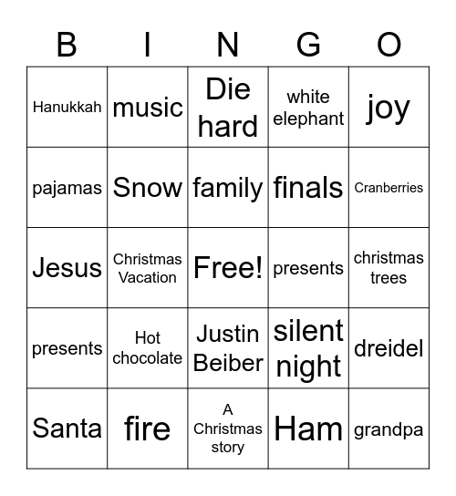 Holiday Bingo! Bingo Card