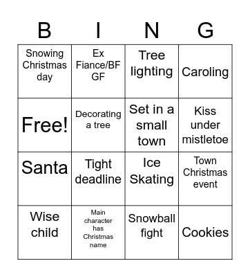 Bad Christmas Movie Bingo Card