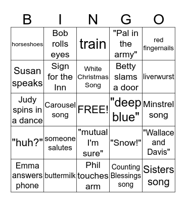 White Christmas Bingo Card