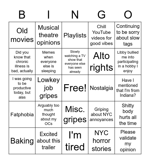 Ammmy bingo Card